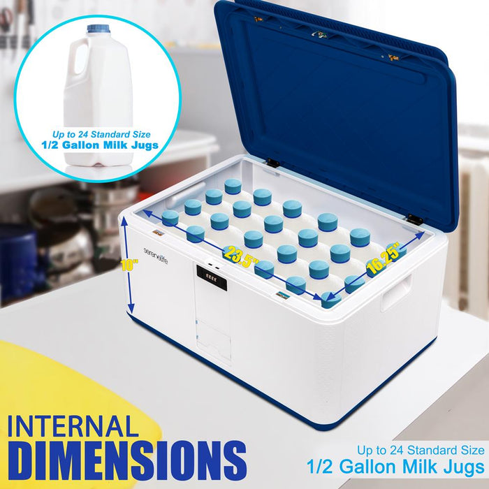 Lockable Storage Box 21 Gal Capacity, Combo Lock, Reinforced ABS, Blue