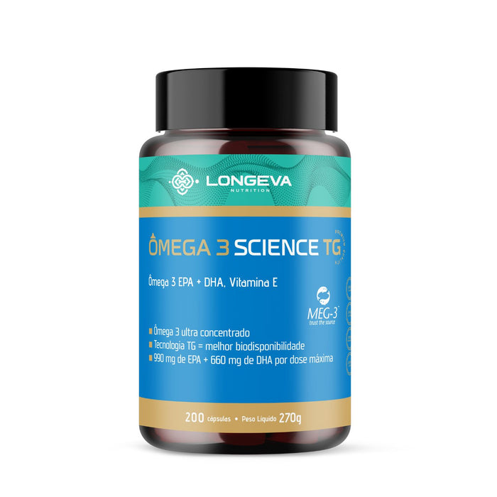 LONGEVA | Ômega 3 Science TG Big Size (200 cápsulas) - Alta Pureza e Rendimento