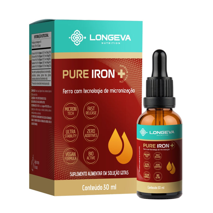 LONGEVA | Pure Iron - Ferro Quelado em gotas (30 ml)
