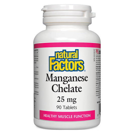 Bottle of Natural Factors Manganese Chelate 25 mg 90 Tablets