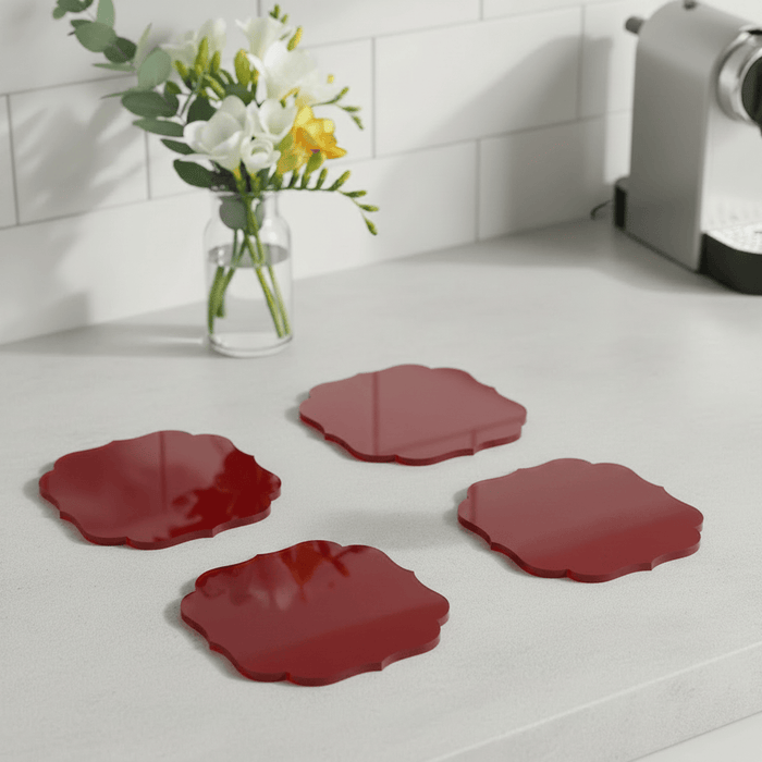 Mario Luca Giusti Acrylic Coasters Set of 4 Pcs Red Brand Coasters