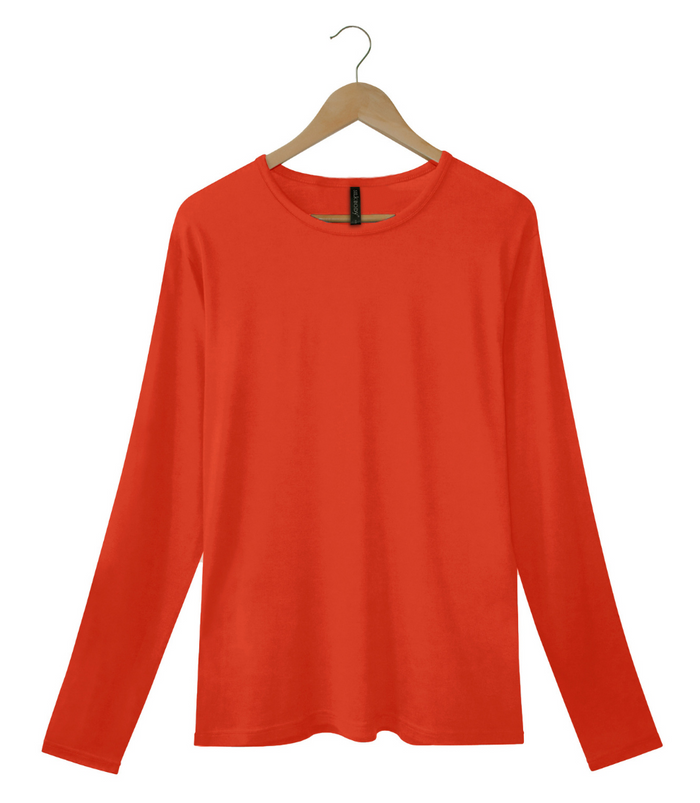 Men's Silkspun Long Sleeve Crew - Clearance; Orange Blaze size XL