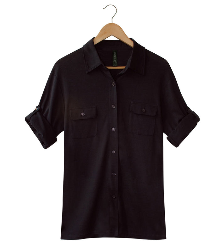 Men's Silkspun Travel Shirt in Black