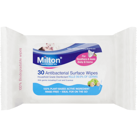 Milton Antibacterial Surface Wipes 30 Pack - Made in France - In Stock