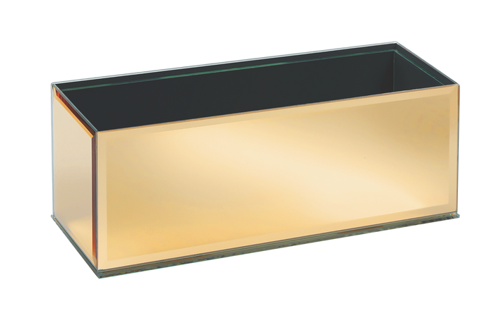 MIRROR RECTANGLE VASE - 12" × 4" × 4" - Gold Mirror - 12-Piece per Pack