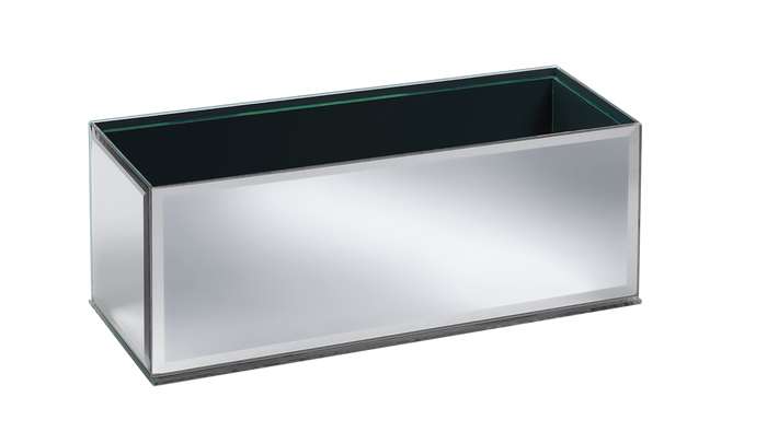 MIRROR RECTANGLE VASE - 12" × 4" × 4" - Silver Mirror - 12-Piece per Pack