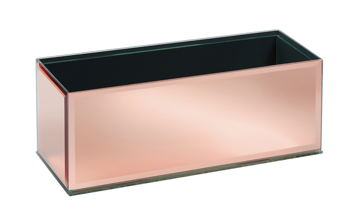 MIRROR RECTANGLE VASE - 12" × 4" × 4" - Rose Gold Mirror - 12-Piece per Pack