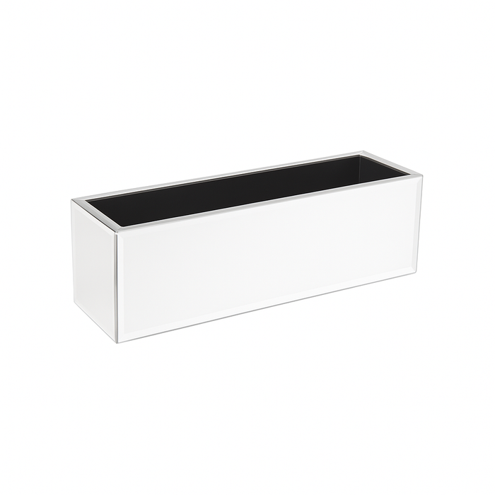 MIRROR RECTANGLE VASE - 12" × 4" × 4" - White Mirror - 12-Piece per Pack