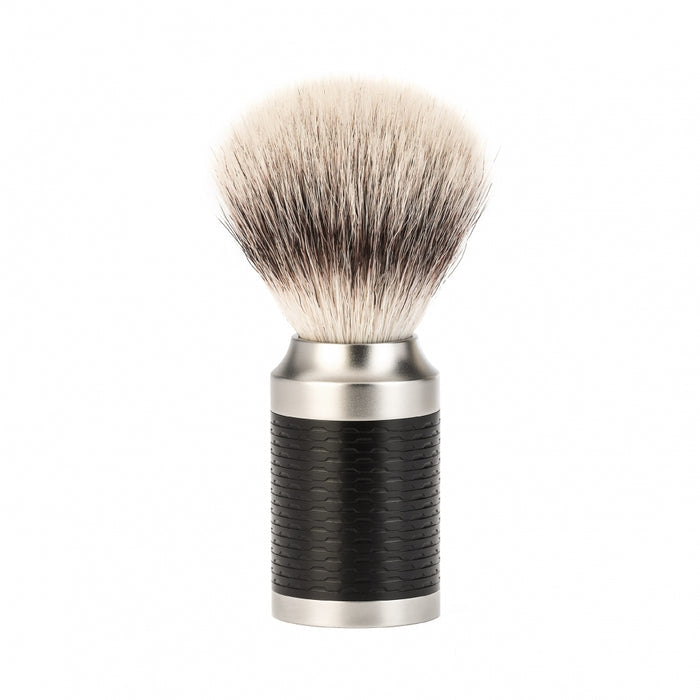 MÜHLE Rocca Stainless Steel & Black Silvertip Fiber Shaving Brush