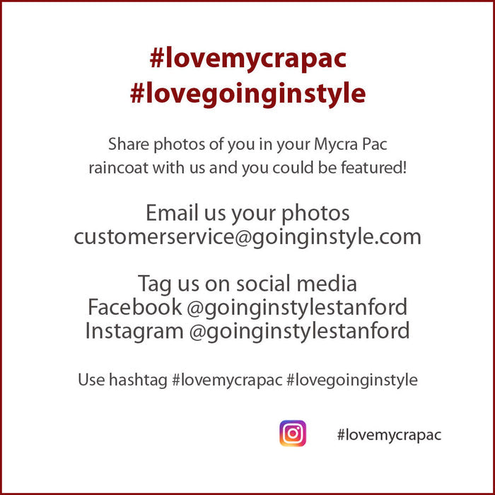 Share photos of yourself in your Mycra Pac coat for your chance to be featured