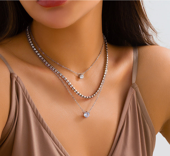 N2496 - Geometric Drop Multi-Layer Necklace