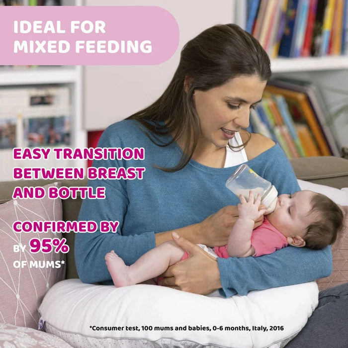 Natural Feeling Medium Flow Baby Bottle 2M+ 250ML Pink