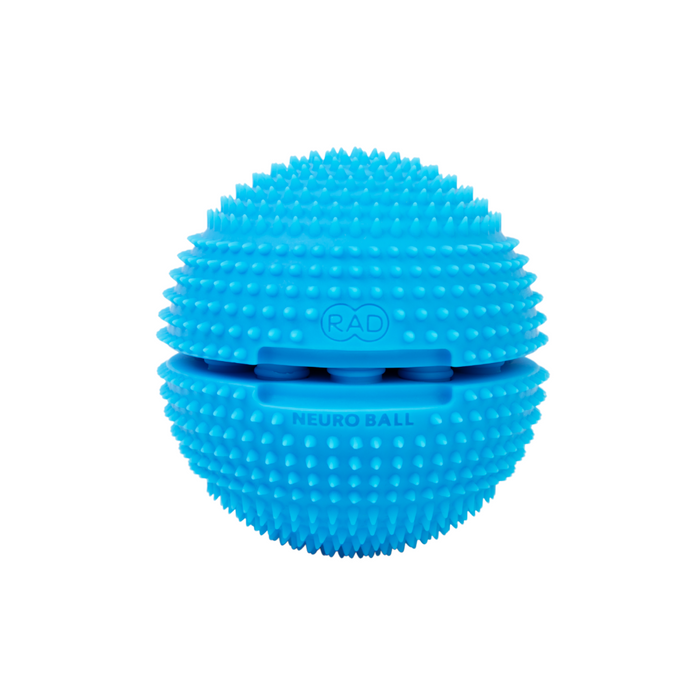 Neuro Ball | RAD textured blue massage ball designed for targeted muscle recovery and wellness, featuring firm spikes for deep tissue relief and enhanced circulation.