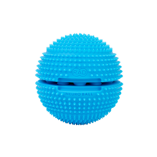 Neuro Ball | RAD textured blue massage ball designed for targeted muscle recovery and wellness, featuring firm spikes for deep tissue relief and enhanced circulation.