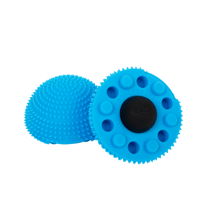 Neuro Ball | RAD in bright blue with textured surface designed for body care and recovery, a wellness device ideal for muscle relief and self-massage therapy.