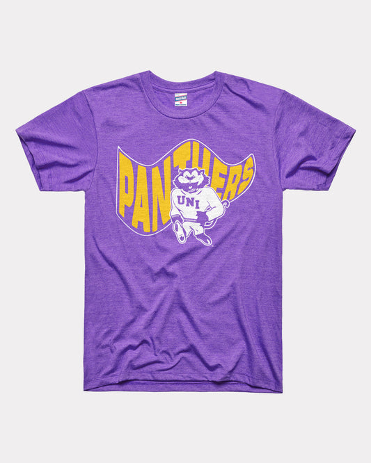 Northern Iowa Waving Flag Heather Purple T-Shirt