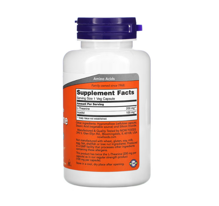 NOW FOODS | Teanina 200 mg (60 Cápsulas)