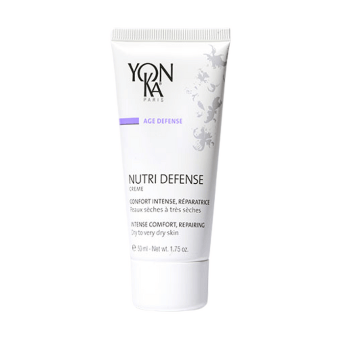 Tube of Nutri Defense Creme | Yon-Ka Paris featuring intense comfort and repairing formula for dry to very dry skin, displayed on a white background.
