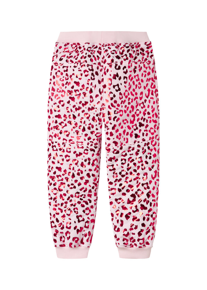 Red thermal pants with leopard print for children