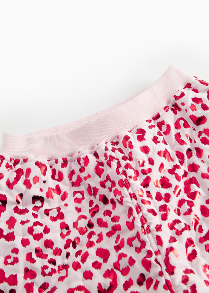 Red thermal pants with leopard print for children
