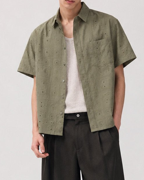 Orbit Eyelet Crop Shirt