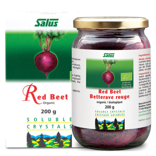Box & Bottle of Organic Red Beet Crystals 200 Grams