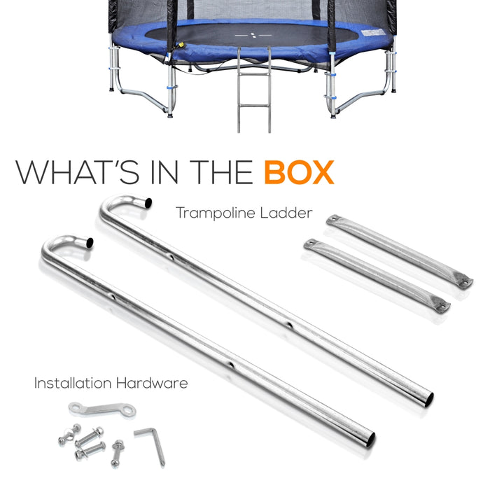 Outdoor Trampoline Safety Ladder, Weather Resistant Steel, 2-Step