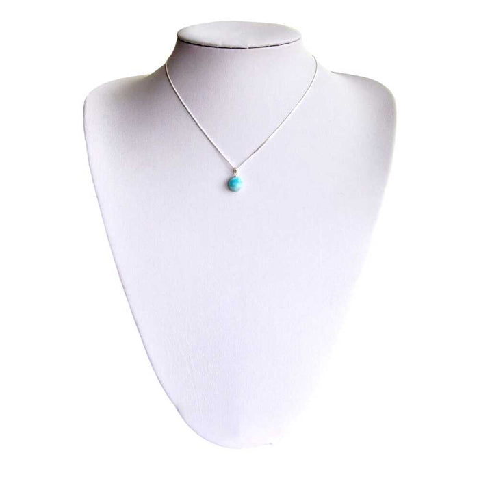 Oval larimar pendant necklace, sterling silver, view 3
