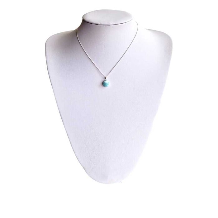 Oval larimar pendant necklace, sterling silver, view 4
