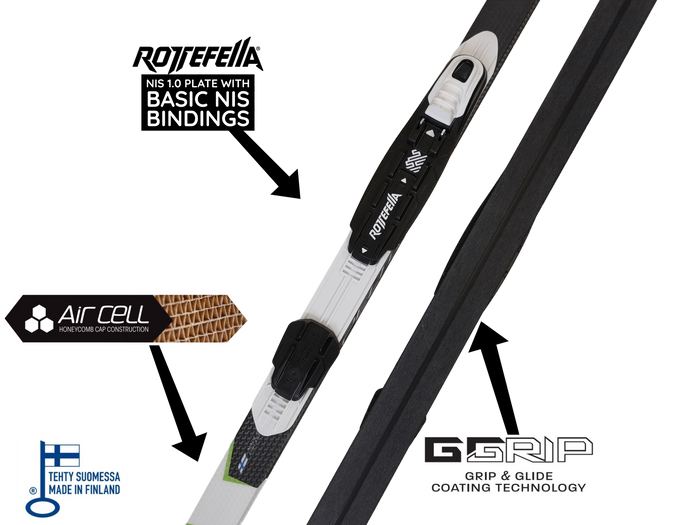 A product picture of the Peltonen G-Grip FUSE Classic Skis & Rottefella BASIC NNN Binding 2023 CLEARANCE