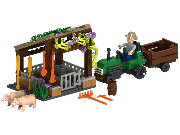 Pig Farm and Tractor Building Brick Kit