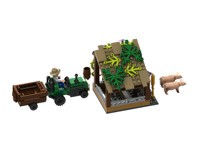 Pig Farm and Tractor Building Brick Kit