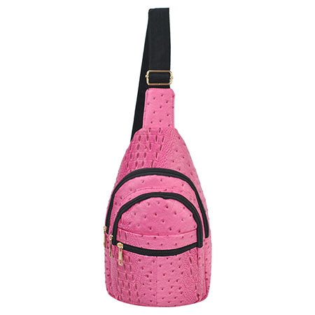 Pink NGIL Textured Faux Leather Fashion Sling Bag