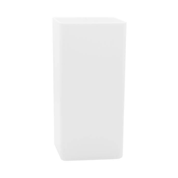 PLASTIC RECTANGLE VASE - 5" × 5" × 10" - White
