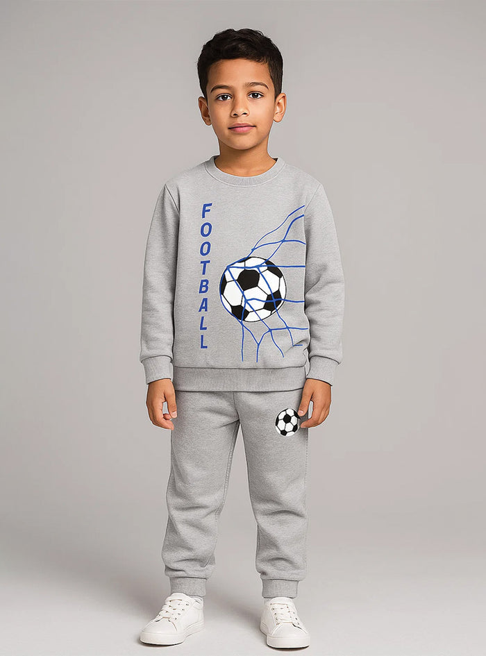 Playing Football Soft Fleece Fabric Tracksuit For Boys