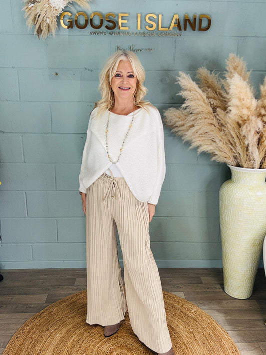 Polly Pleat Trousers Beige