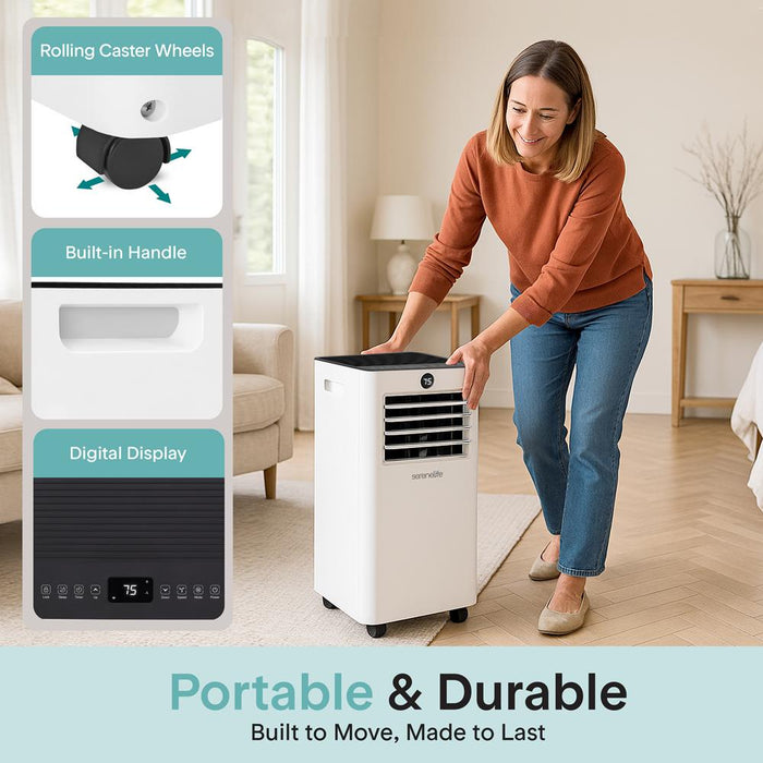 Portable Air Conditioner 8000 BTU Efficient Cooling with Window Kit, White