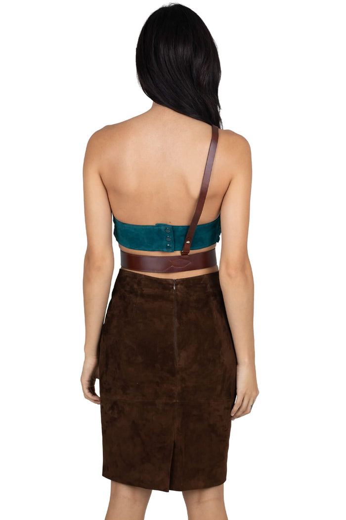 PSYCHIC TOP Jeffrey Campbell Top Turquoise Suede 2