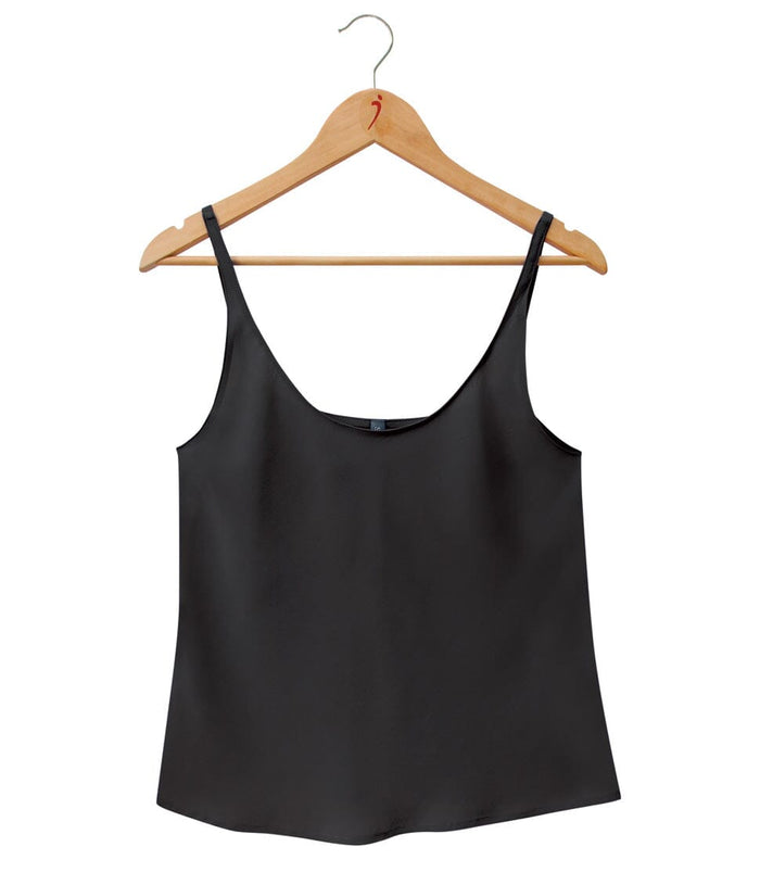 100% Pure Silk Crepe-de-Chine Camisole in Black