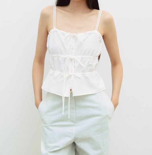 Ribbon Shirring Camisole Top