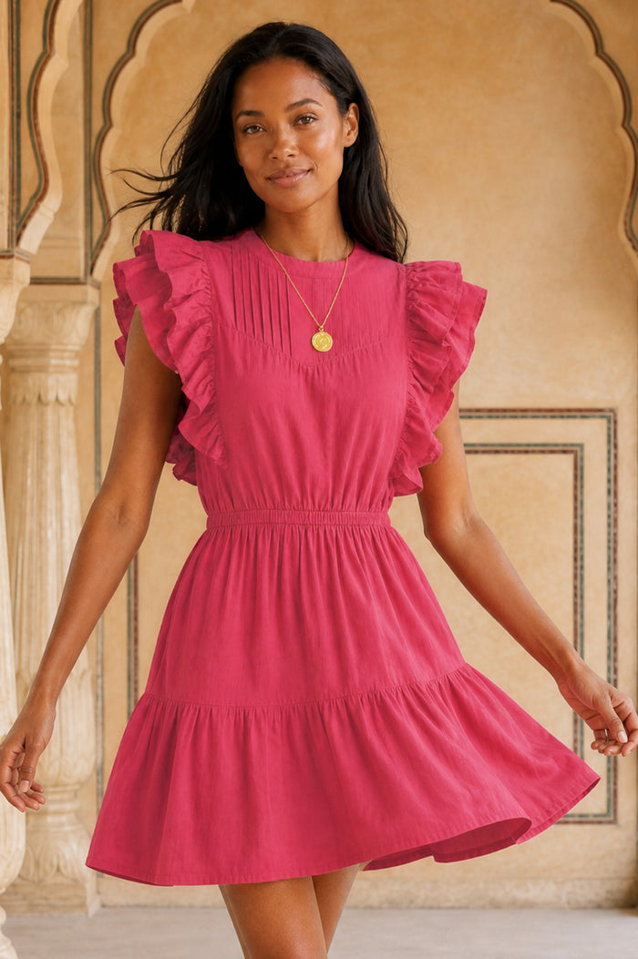 Rose Frill Mini Dress | Pink