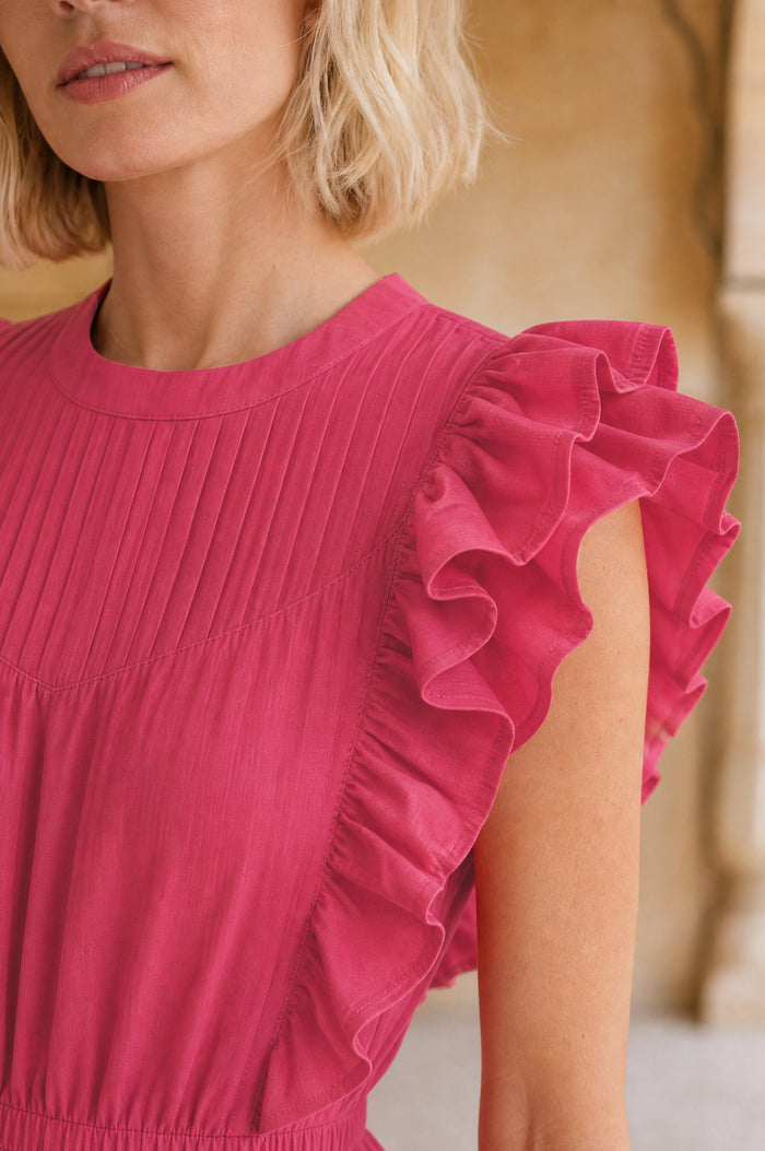 Rose Frill Plain Maxi Dress | Pink