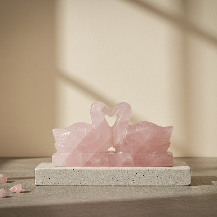 Rose Quartz Duck Pair