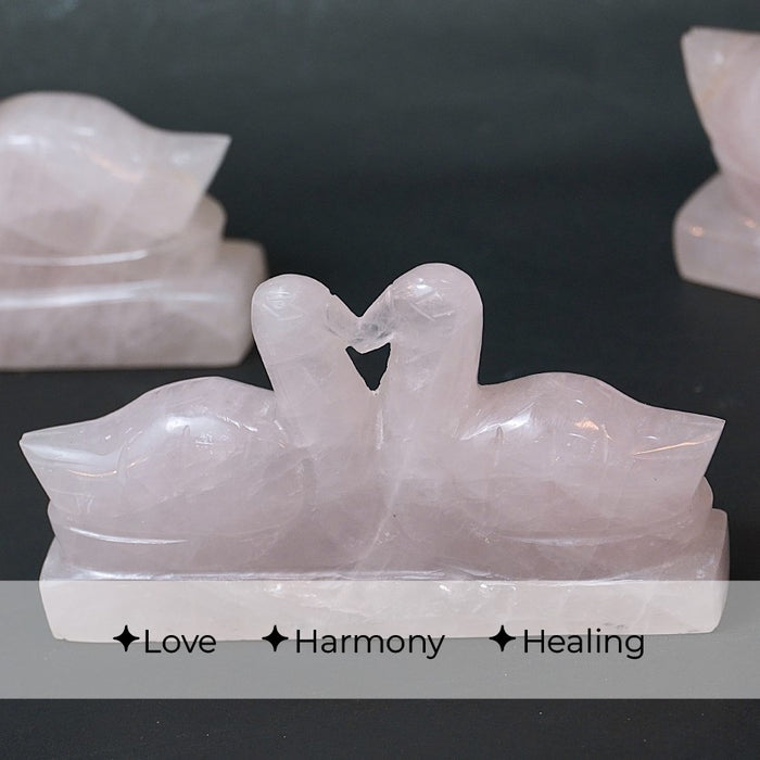 Rose Quartz Duck Pair