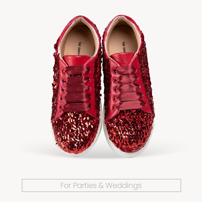 Ruby Crush Sequin Sneakers - The Quirky Naari
