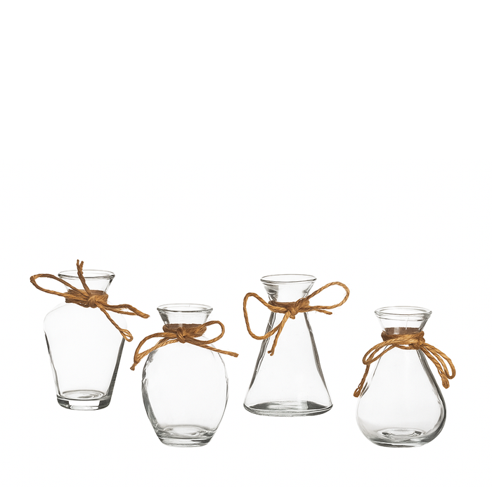 RUSTIC BUD VASES WITH ROPE DETAIL, SET OF 4