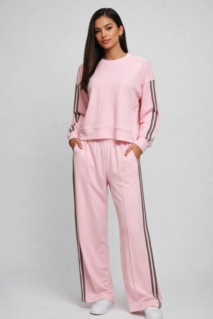 Sabina Stripe Leisure Suit Pink