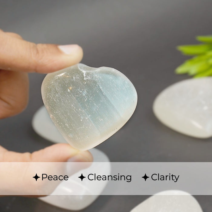 Selenite Big Heart Stone