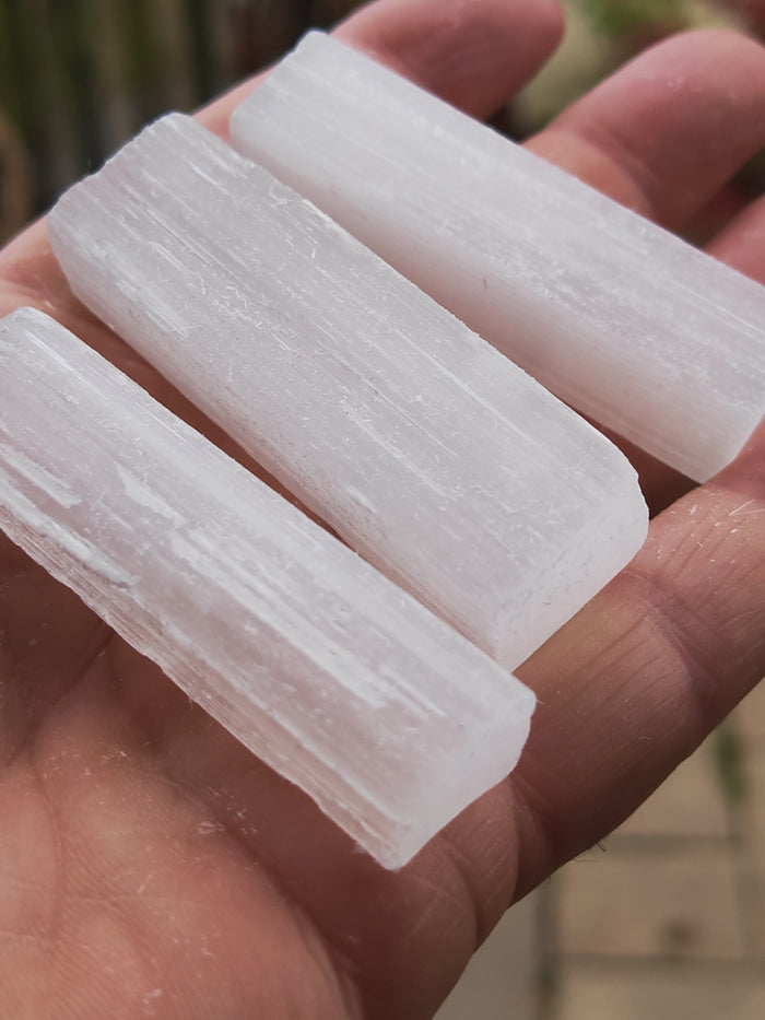 Selenite Wands for Cleansing, Healing, Meditation and Grid Sticks - 6cm