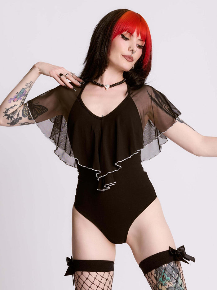 RUFFLE MESH BODYSUIT